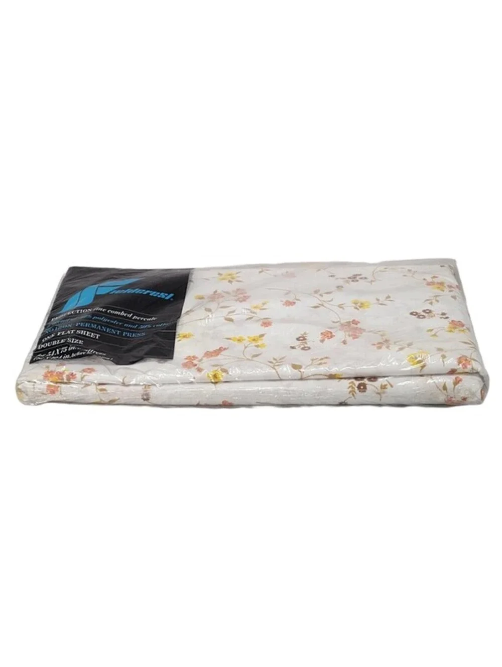 Vintage Fieldcrest Perfection Percale Full Double Fitted Sheet Floral NIP NOS